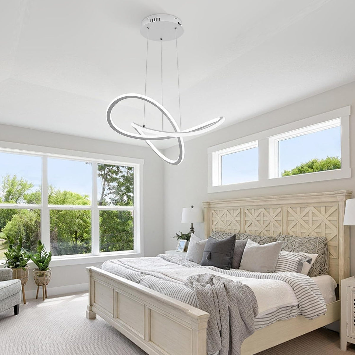 Lampadario Anello bianco in camera da letto