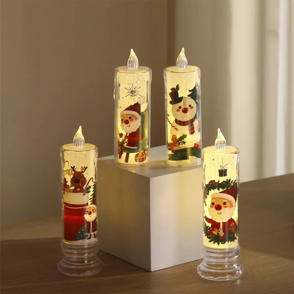 Candele LED natalizie a batteria con fiamma LED, dettaglio della base
